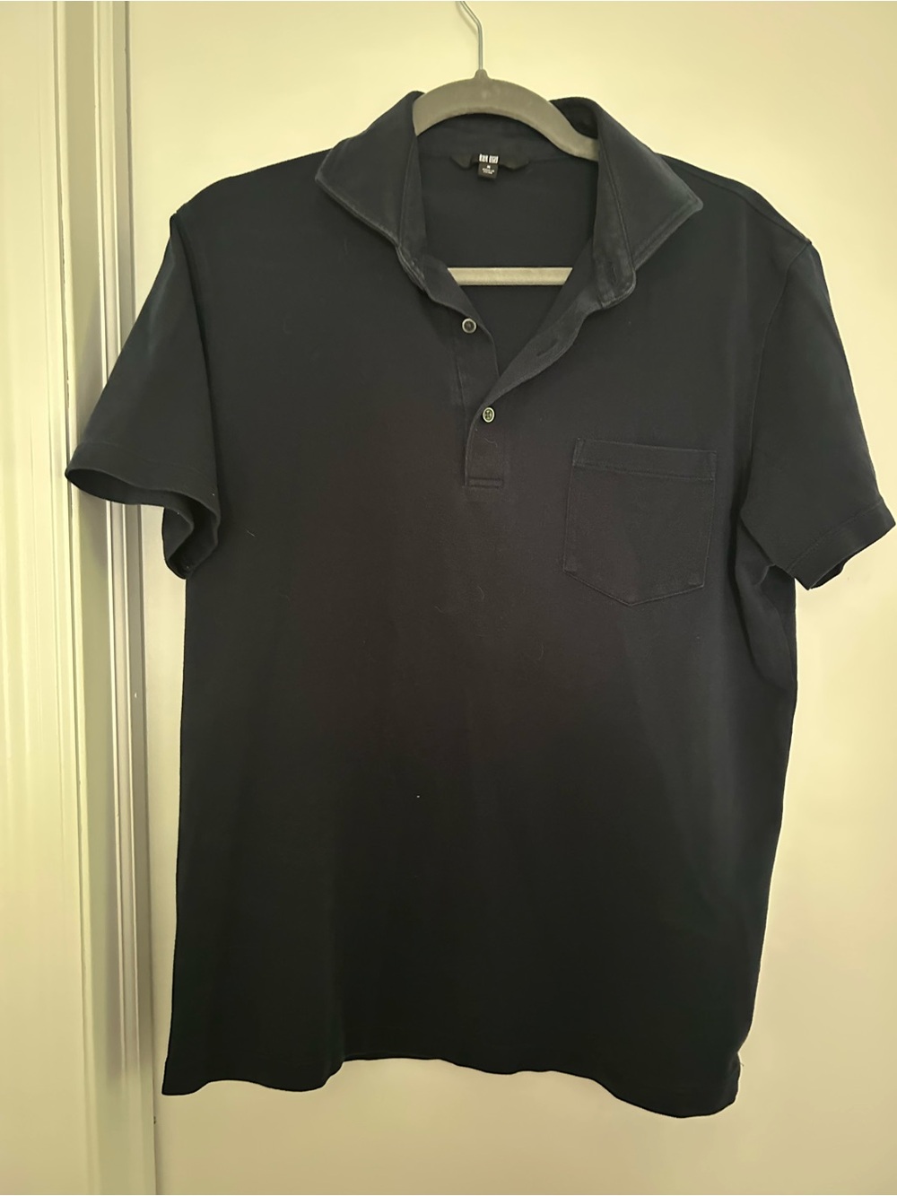 Uniqlo Navy Blue Short-Sleeve Polo with Chest Pocket